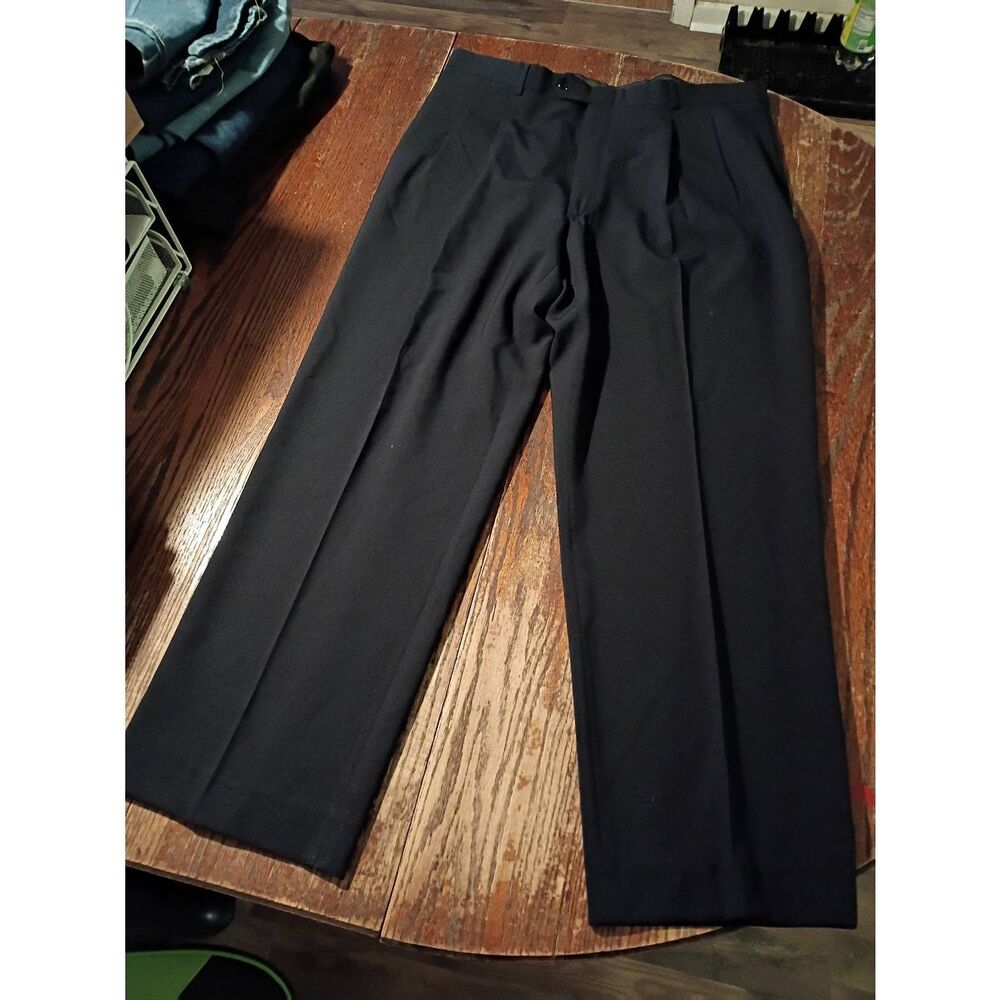 New 38x30 Blue Wool Blend Continental Airlines Dress Pants Pleated Front